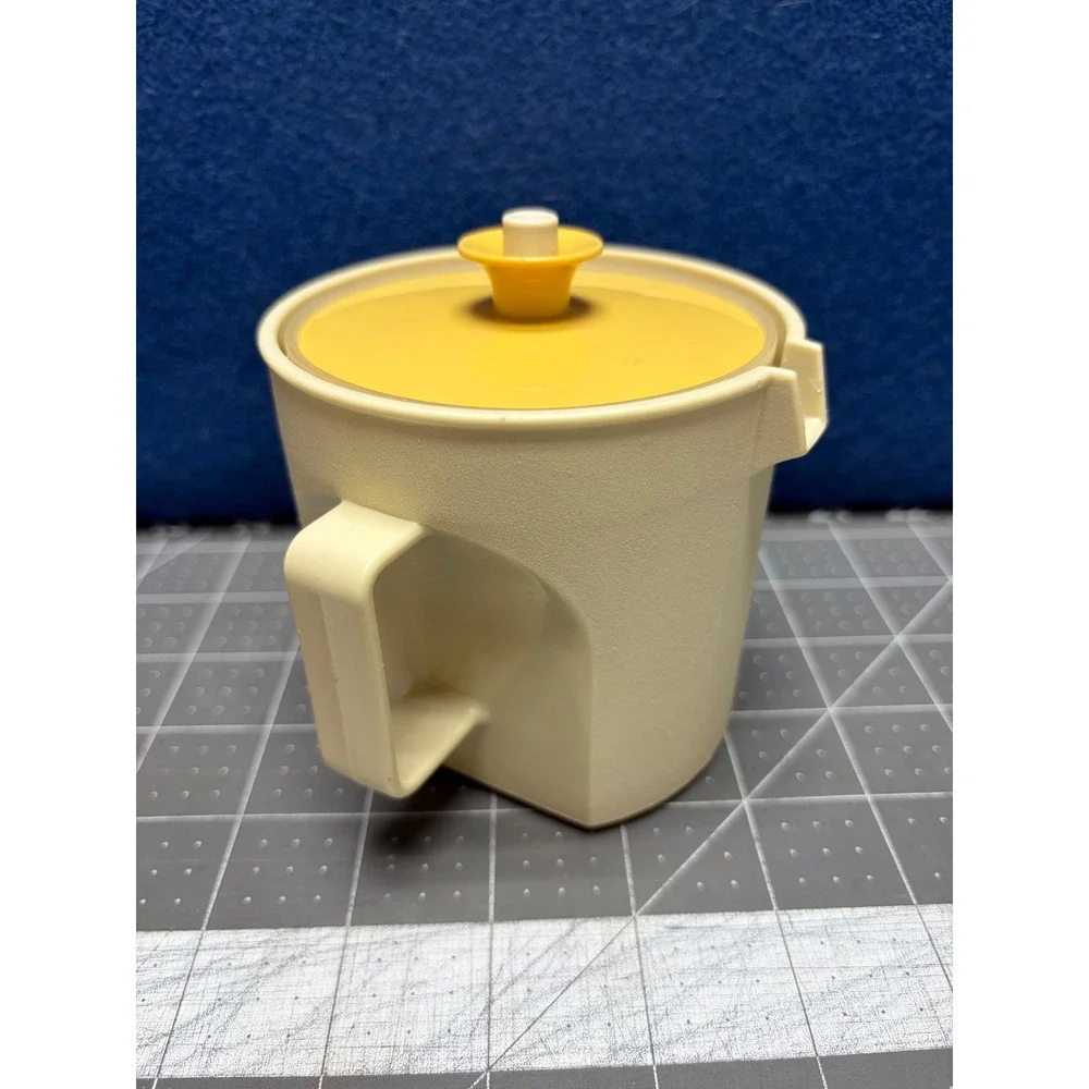 Tupperware Sugar Bowl Creamer Yellow 1415 8 Dual Handle Retro Kitchenware